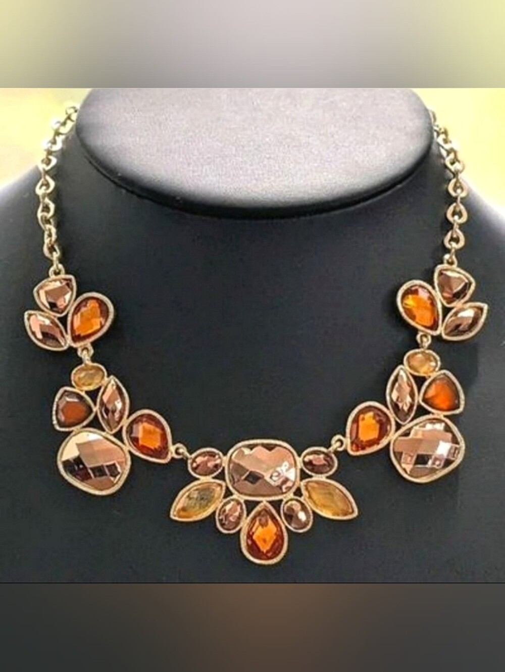 Statement Necklace | Earth-Tone Bronze Stone Frontal Necklace